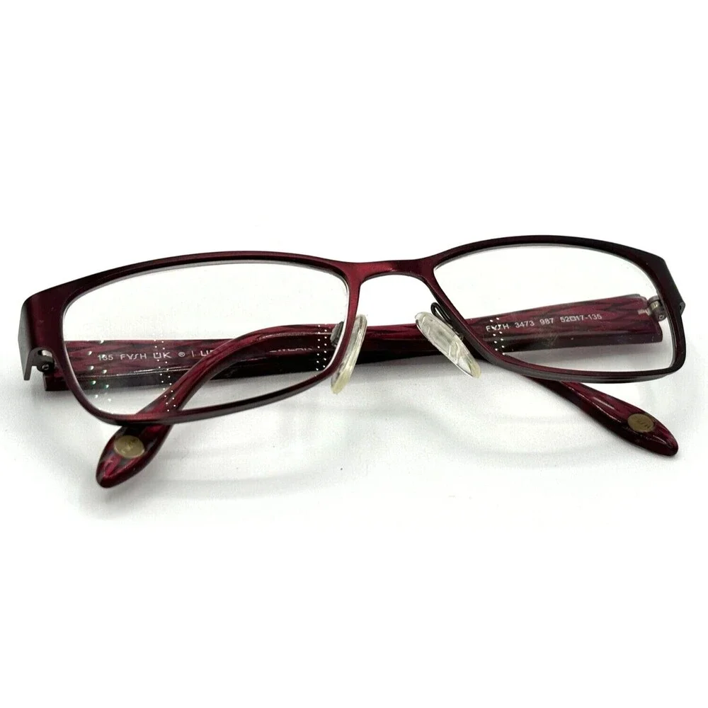 FYSH UK 3473 Women's Eyeglass Frame 987 Burgundy 52017-135‎ Optical Metal EUC